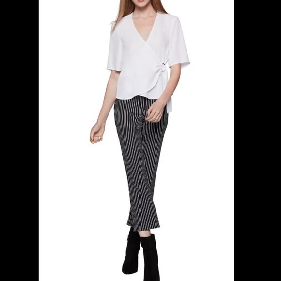 NWT  BCBGeneration Elbow Sleeve Satin Wrap Top - Picture 1 of 9